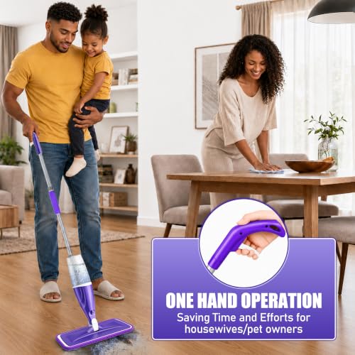 Image of Spray Mops for Floor Cleaning: Hardwood Floor Mop Wet Dry Mop Refillable | Swivel Head Leak-proof for Apartment, 4 Washable Pads for Swiffer PowerMop, Portable Microfiber Flat Mop, for Multi-surface