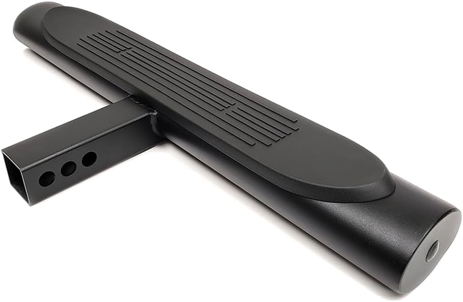 Black 28" Towing Hitch Trailer Tow Hitch Step Bar 4" Oval Straight Rear Bumper Guard for 2" Receiver SUV Pickup Truck