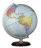 Concord Bilingual (Chinese and English), 12' Diameter Globe, USA Cartography with Raised Mountain Relief and Hard Wood Base.. The globe is fully up to date with metal semi-meridian.