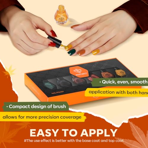 Image of modelones Fall Nail Polish, 6 Colors Orange Black Quick Dry Nail Polish Set