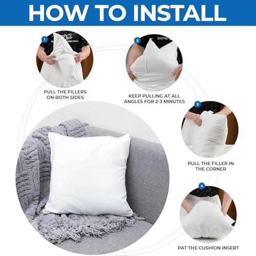 Cushion Inserts 50cm x 50cm - Pack of 2 Cushion Pads 20 x 20 Cushion Insert, Hollowfibre 50 x 50 Cushion Inner Square Pillows for Bed Hypoallergenic Inner Cushion Fillers