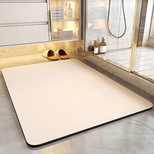 COCOER Bath Mat - Absorbent, Stain Resistant, Non Slip Bath Rug - Quick Dry Bathmat with Rubber Back-16”x24” Nude