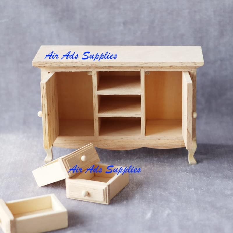 AirAds Dollhouse 1:12 Miniature Furniture Chest Storage w/Drawers and Roses (1 Chest and 1 Rose Pot)