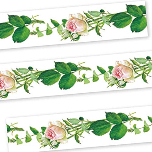 Image of Frontia Japanese Masking Tape Flower Floral Design Fujico 0.6 inchx275.6 inch (Pink Rose)