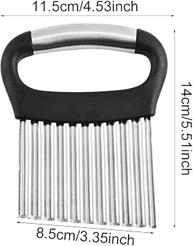 Crinkle Cutter for Veggies, Large Carrot Slicer, Stainless Steel Wavy Chopper Cutter French Fry Slicer for Potatoes Carrot Chips and Fruits, Vegetable(COLOR:silver black)