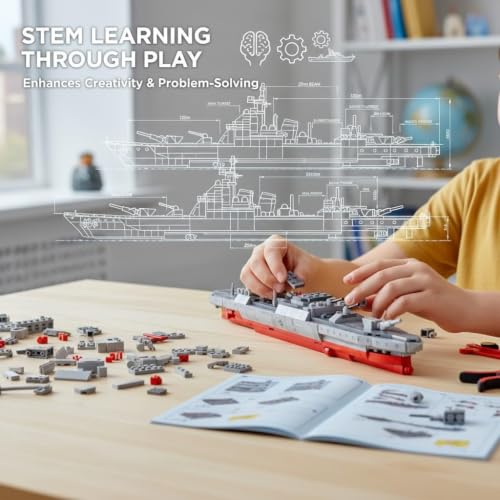 Image of SKY LINE OCEAN 8-in-1 Ship Building Block Set, 526+ PCS Transforming Boat & Marine Vessel Models Kit, STEM Educational Toy for Kids & Teens, Creative Rebuild Play Set, 5-Year Structural Warranty