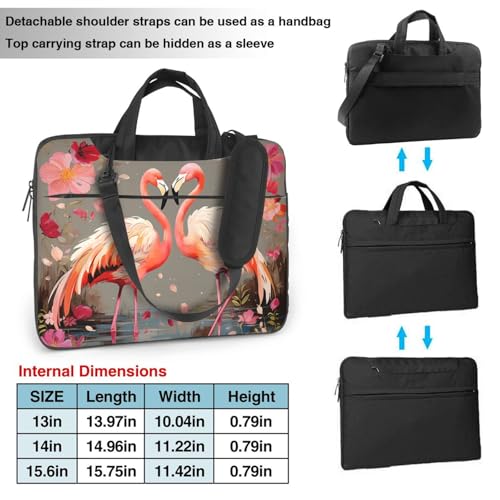 Flamingos and Flowers Laptop Bag for Women Computer Bag Shoulder Laptop Sleeve Business Work Briefcase2