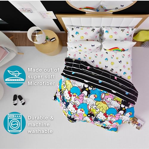 Image of Franco Collectibles Hello Kitty & Friends Bedding 7 Piece Super Soft Comforter and Sheet Set with Sham, Queen, (Official Licensed Product)