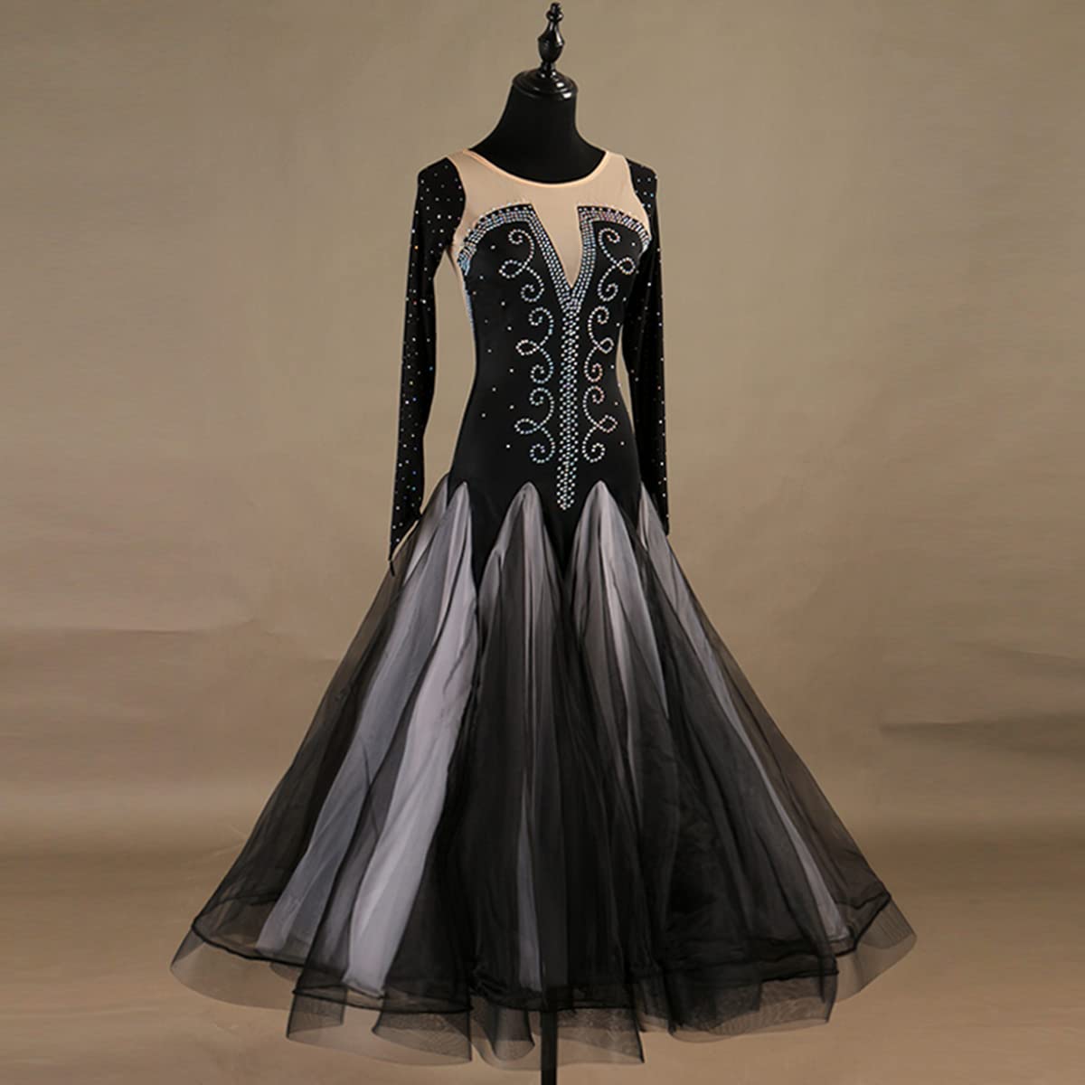 Nationales Standard-Tanzkleid Ballkleider Modernes Elegante Tanzkleid Walzerkleid Sommer Lange Ärmel Tango-Gesellschaftswettbewerbskostüme Sommerkleid Damen