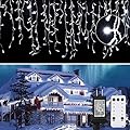 Icicle Christmas Lights Outdoor, 40Ft 432 LED Waterproof White Icicle Lights for Outside, 8 Lighting Modes Connectable String Light with Remote,Timer, 81 Drops Christmas Decorations for House Eaves