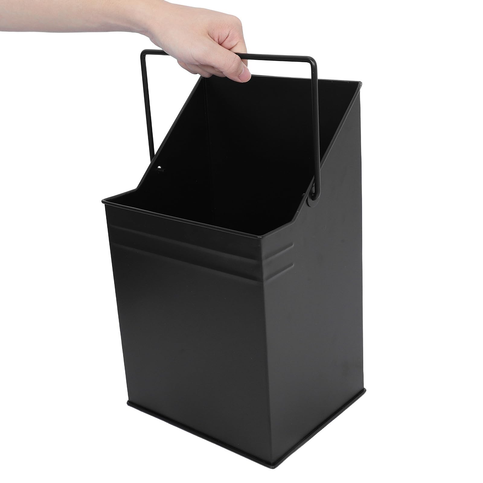 Negro Cubo de Chimenea con Asa Resistente de Hierro