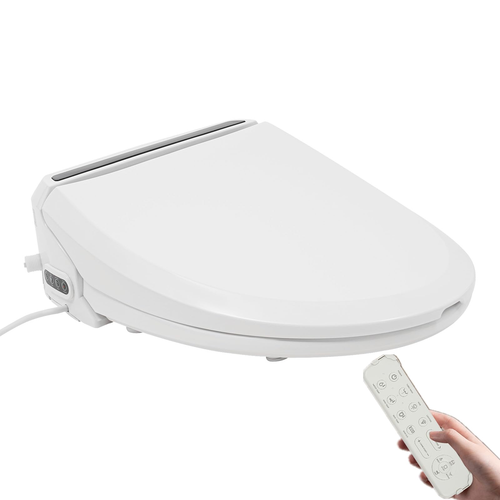 Smart Bidet deska sedesowa podgrzewana deska sedesowa pilot zdalnego sterowania, nakładka na toaletę, z funkcją bidetu, lampka nocna, suszarka do ciepłej wody, 20 x 30 cm, wewnątrz koła