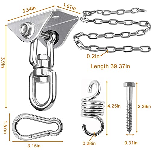 Weiatas Hammock Chair Hanging Hardware Kit With Chain And Spring, Heavy Duty Porch Swing Hanger, 360 Swivel Ceiling Hooks For Punching Bag,Gym (Screw) #TOP1
