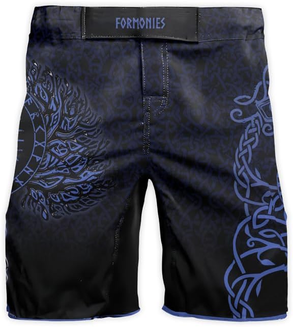 Viking Men's Fight Short MMA BJJ Training No Gi Grappling Shorts Trunks Fight Wear with Drawstring