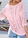 EVALESS Womens Spring Fashion 2026 Scoop Neck 3/4 Sleeve Crochet Tops Off Shoulder Pullover Sweaters Dressy Casual Work Shirts Bathing Suit Cover Up Womens Clothing Vacation Outfits,Pink Medium