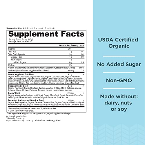 Ancient Nutrition Organic Supergreens Energizer Powder, 25 Servings + Organic Supergreens Energizer Tablet, 90 Count #TOP1