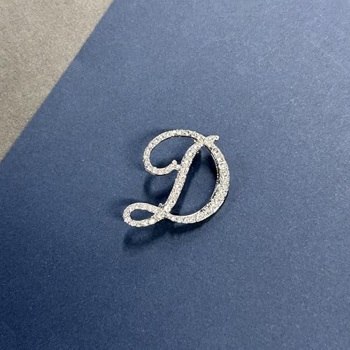 Image of Rhinestone Initial Brooch Pin for Women, Alphabet Gold Letter Brooch A-Z with Crystal, Metal Pin for Hat Bag Dress Suit Accessory for Men