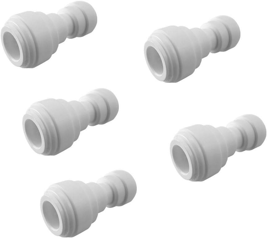 1/4 to 3/8 inch Straight Union Connector Plastic Quick Connect Fittings for RODI System (5, 1/4" to 3/8")