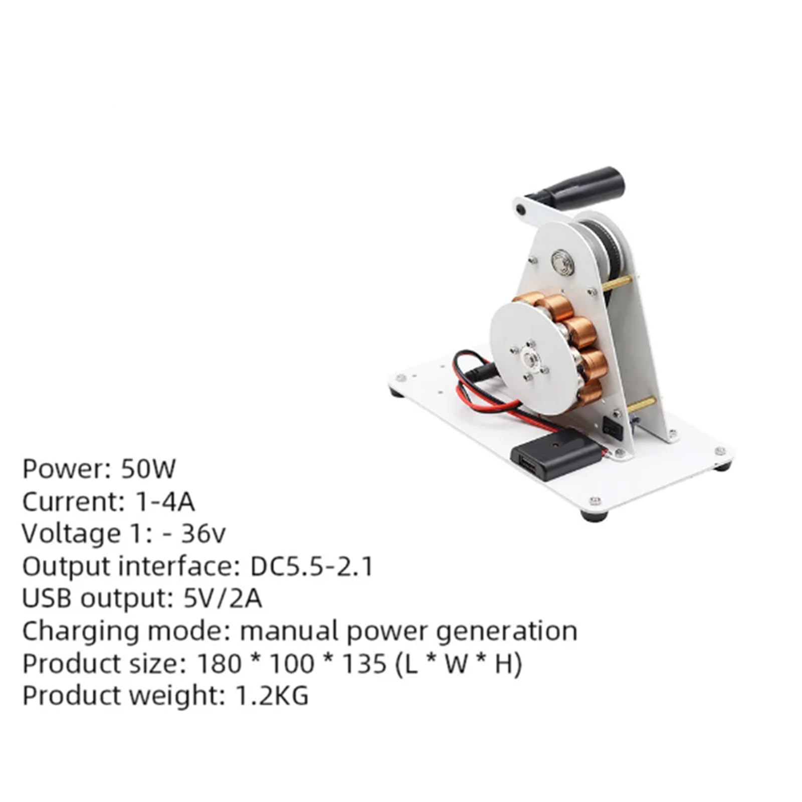 50W Hand Crank Generator Emergency Teléfono móvil USB Cargando 220V Teléfono móvil Carga del Tesoro del Tesoro Generador USB Teléfono móvil Carga