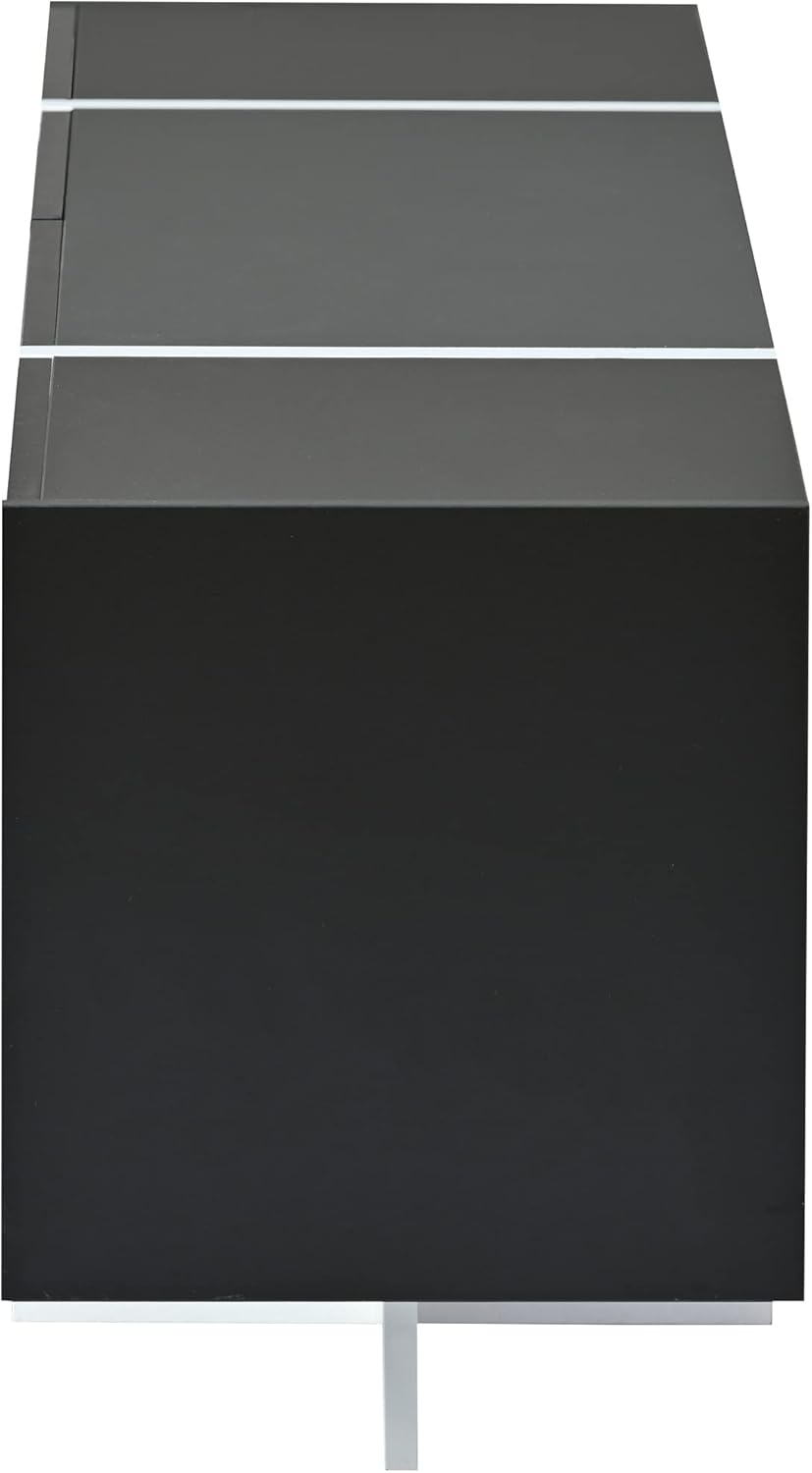 Modern TV Stand for TVs up to 80 Inch, Rectangular Storage TV Stands for Living Room with High Gloss UV Surface,Entertainment Center Cabinet for Living Room Bedroom (Black)