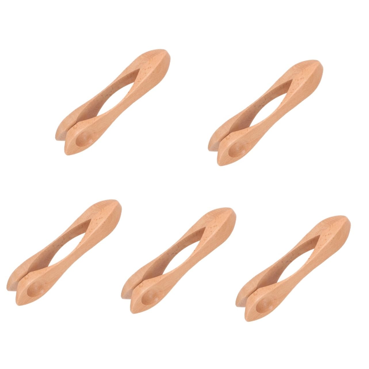 BESPORTBLE 5 Pezzi Cucchiai Musicali in Legno Naturale per Strumento Percussione Educativo per Feste e Spettacoli con Finitura Liscia e Tocco Confortevole