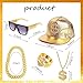 MOZAKA 80s 90s Hip Hop Costumes Outfit for Men Golden Chain Money Chain Dollar Sign Baseball Cap Punk Sunglasses Rapper Accessories.