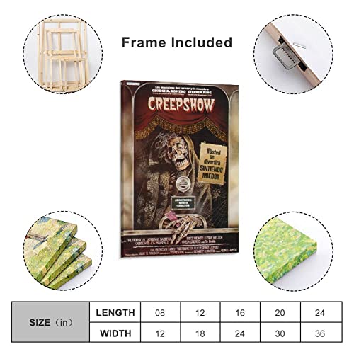 Creepshow 1982 Horror Movie Poster Vintage Movie For Bar Halloween Decorations Wall Decor Canvas Wall Art Prints For Wall Decor Room Decor Bedroom Decor Gifts 24X36Inch(60X90Cm) Frame-Style #TOP1