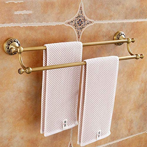 KAISIMYS Kupfer gebürstet Antike Handtuchhalter, zweipolig Dicker Handtuchhalter, Rost Korrosionsbeständiger Handtuchhalter Für Badezimmer Küche Büro-B 62cm (24inch) Cover