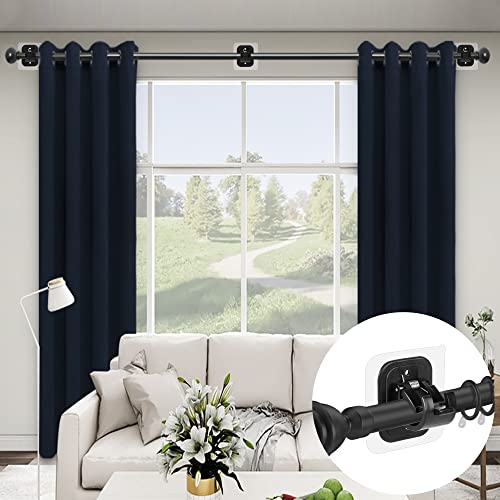 Codoule 10PCS Self Adhesive Curtain Rod Holders No Drill Curtain Rods Brackets No Drilling Nail Free Adjustable Curtain Rod Hooks Curtain Hangers for Bathroom Kitchen Home Bathroom Hotel(Black) by Codoule - Image 2