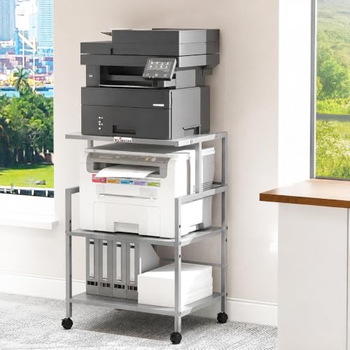 Image of WINSTAR Printer Stand, Solid & Sturdy, Modern Contemporary Look, Space Saving, Made in India (Silver, 3 Tier)