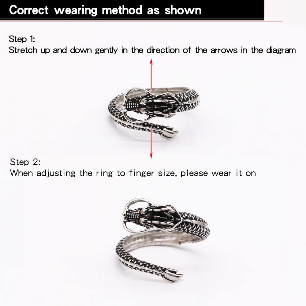 Dankadi Men Vintage Dragon Ring 925 Sterling Silver Open Punk Rings For Women Adjustable Rings Solid Silver Gothic Hip Hop Jewelry Gift - Image 5