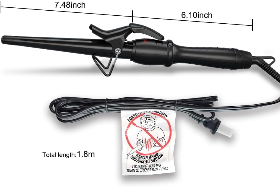 Hair Curling Wand, 0.5-1 Inch Tapered Ceramic Curling Iron, Hair Curler with 9 Temperature Settings & LCD Display for All Hair Types