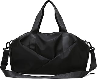 Bolsa feminina Oxford de tecido para academia, bolsa de ombro, bolsa de ombro, separação molhada e seca, dobrável, grande capacidade, para treinamento, viagem, academia,, Preto, large