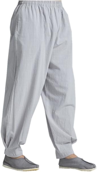 ZanYing Men Casual Yoga Taichi Pants Summer Loose Monk Pants