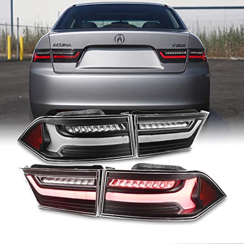 AKKON - Fits 2004-2008 Acura TSX LED Light Bar Tail Lamps Rear Brake Light - Black Housing