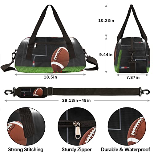 American Football Kids Duffle Bag for Boys Girls Dance Bag,Sport Ball Grass Sport Gym Bags Overnight Travel Bags Teen Kids Weekender Bag for School Practice Gymnastic Ballet4