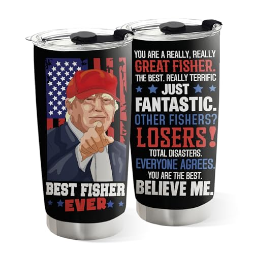 Fishing Tumbler 20Oz - Fishing Gifts for Men - Fathers Day Gift for Fisherman - Unique Present for Dad, Husband, Grandpa, Son, Friends, Stainless Steel Cup