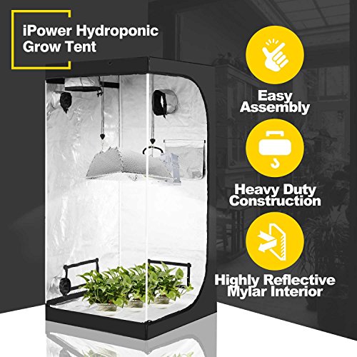 Ipower 36"X36"X72" 3’X3’X6’ Mylar Hydroponic Water-Resistant Grow Tent With Observation Window And Removable Floor Tray, Tool Bag For Indoor Plant Seedling, Propagation, Blossom, Etc #TOP6