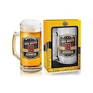 Abc Casa, Glas, Bierkrug 0,5l mit Aufschrift zum 18. Geburtstag für Männer – Aufschrift Der Beste 18 Jährige – originell…