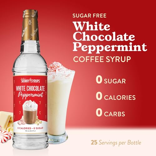 Image of Jordan's Skinny Mixes Sugar Free Coffee Syrup, White Chocolate Peppermint Coffee Flavoring Syrup, Zero Calorie Drink Mix for Lattes, Baking, Protein Shake, Dairy & Gluten Free, Kosher, 25.4 Fl Oz