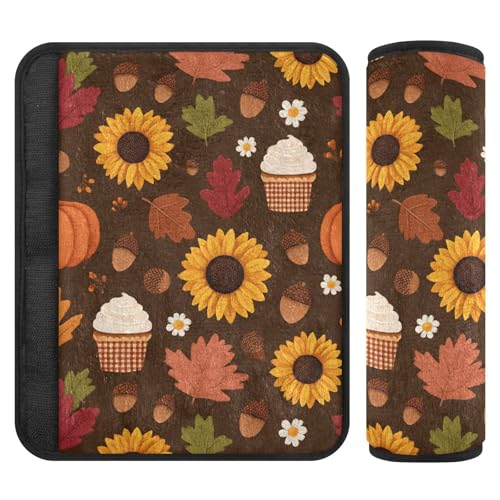 Image of 2 Pack Seatbelt Covers Seat Belt Cover Pad for Adults Boys Girls Car Seat Strap Covers Pads Cushion Universal Shoulder Strap Pad Protector for Backpack Camera Bag 6.5 Inch Sunflowers Maple Leaves Pump