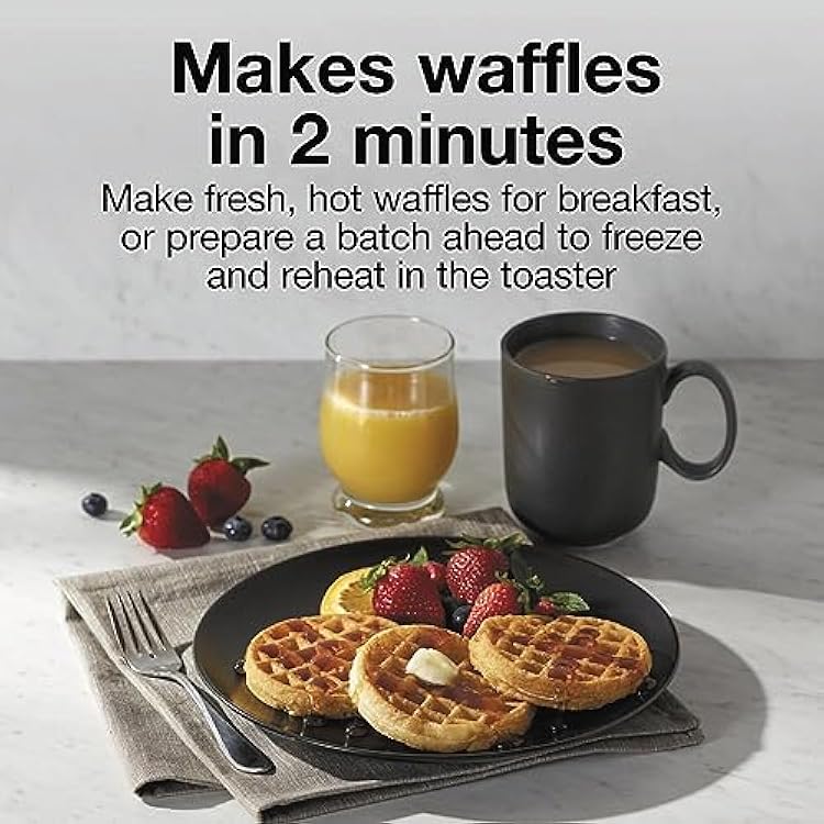 Proctor Silex Mini Waffle Maker Machine with 4 Round Non-stick Grids, Make Personalized Individual Breakfast Keto Chaffles and Hashbrowns, Compact, Black (26100)