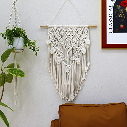 Boho-Chic Macrame Wall Hanging Decor, Handmade Geometric Tapestry With Long Tassel, Perfect For Decorating Your Dorm, Bedroom, Apartment Or Home, 24 X 32 Inches #TOP3