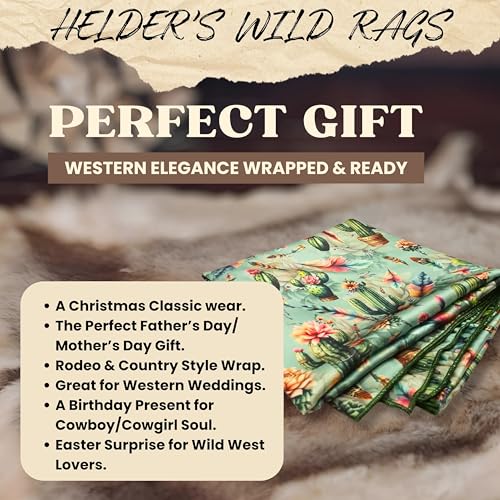 Wild Rag Silk Scarf 36'', Western Cowboy Bandana Square Silky Wild Rags Mint Water Color Cactus Tribal Scarves for Men & Women4
