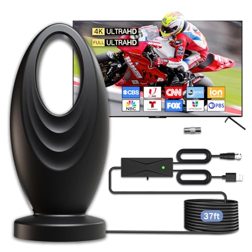 2026 TV Antenna for Smart TV and Old TV, 2800+ Miles Range HD Digital TV Antenna Indoor with 360° Signal Strongest Booster, Supports Local Channels 1080P 4K Reception for Home, RV, Camping (37ft)