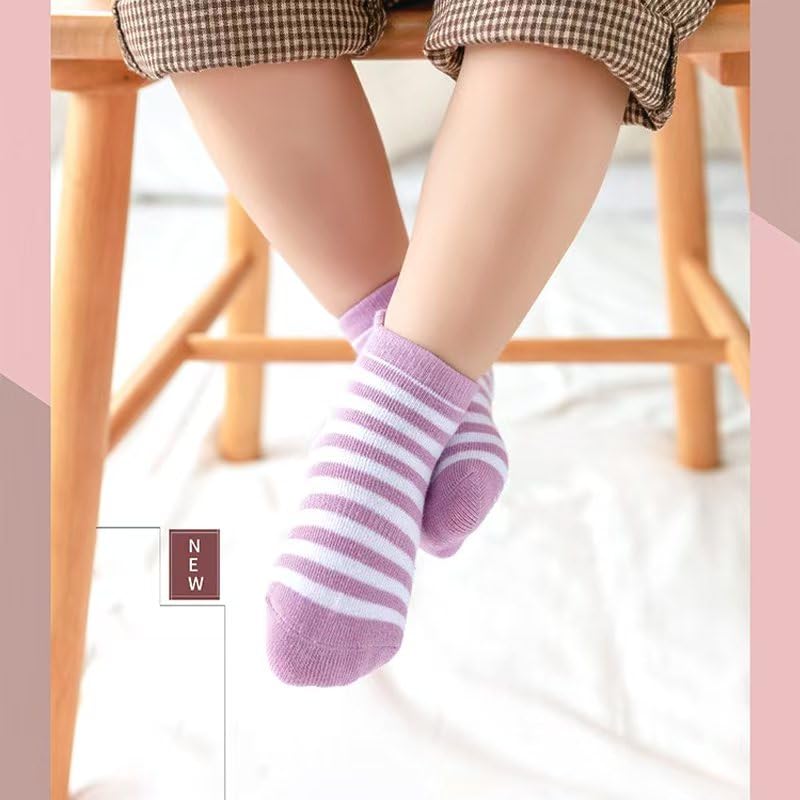 WONDERLAND Kids and Toddlers' Cotton Ankle Sock, Non-Slip Ankle Socks (6 Pairs, Girl, 3-4 Years Various Color Pattern)2
