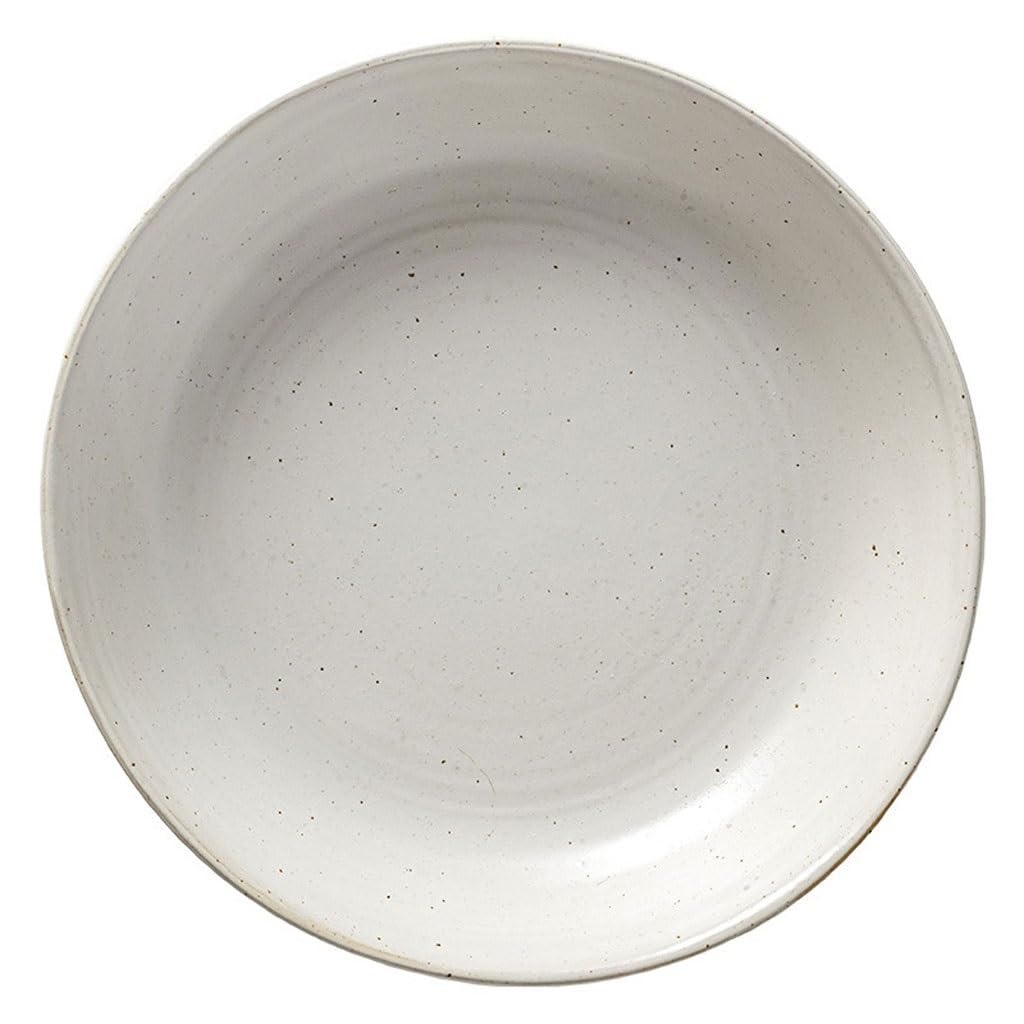 GFHTRELY Dinner Tray Retro Japanese Sesame Plate Ceramic Deep Plate Matte Old Soup Plate Japanese Salad Pasta Plate Dinner Plate