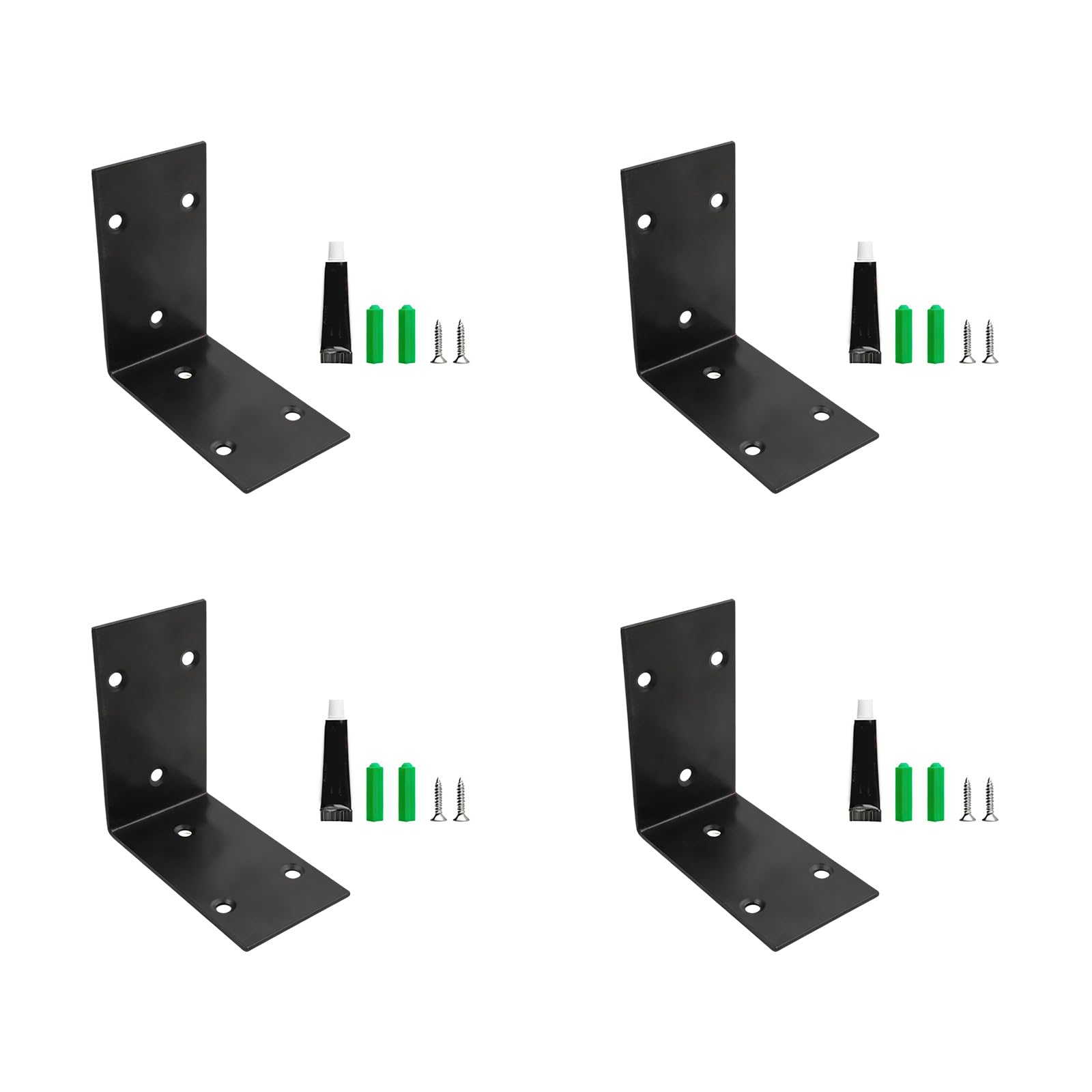 CUNZJIA 4Pcs Heavy Duty Stainless Steel Shelf Brackets L Shaped Corner Brace for Furniture Reinforcement and Wall Mounting