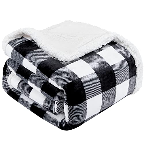 Touchat Sherpa Plaid Throw Blanket, Fuzzy Fluffy Soft Cozy Blanket, Twin Size Plush Fleece Flannel Plush Microfiber Blanket For Couch Bed Sofa (60" X 70", Plaid Black) #TOP2