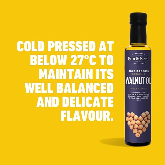 Walnut Oil by Sun & Seed | Organic & Cold Pressed | Made from 100% European Walnuts | 250ml